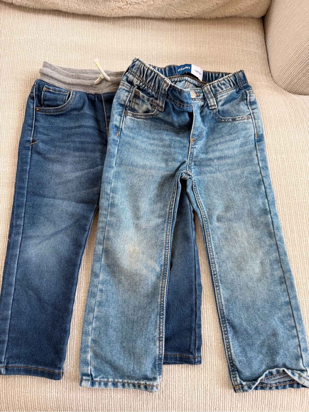 Bundle of two pairs of boy denim pull on straight leg jeans 3T